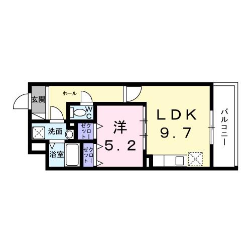 ウィングコート天王寺(1LDK/1階)の間取り写真