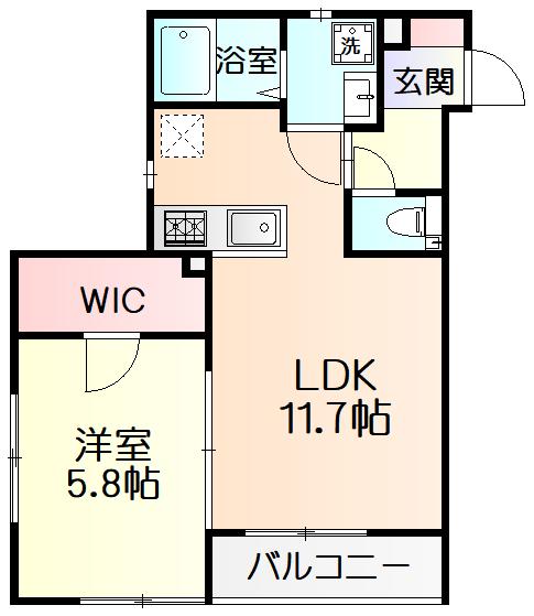 メゾン雅(1LDK/3階)の間取り写真