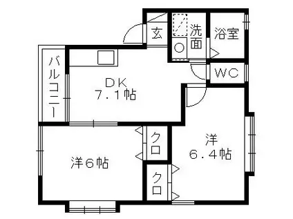 ハイツ佳章(2DK/1階)の間取り写真