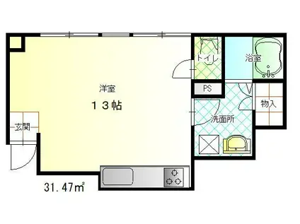 TEN-FIVE三ツ境(ワンルーム/2階)の間取り写真