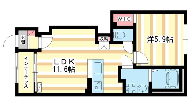 南京終7丁目アパート(1LDK/1階)の間取り写真