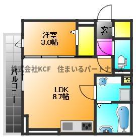 AUGUSTA(1LDK/2階)の間取り写真