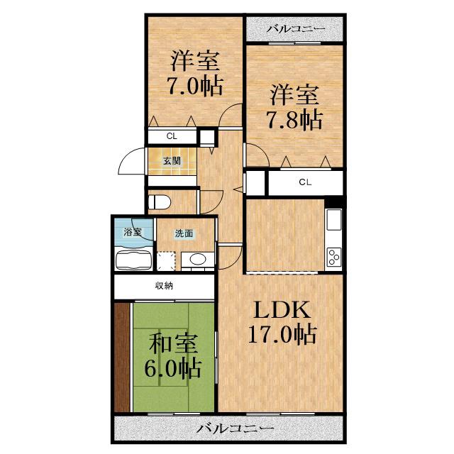 エルテナおゆみ野1(3LDK/4階)の間取り写真