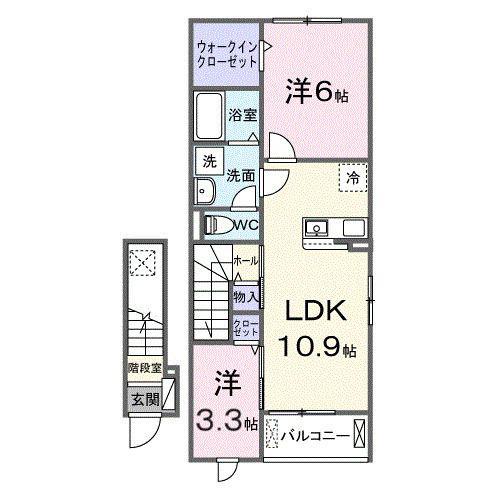 ファビオネスト駒沢(2LDK/2階)の間取り写真