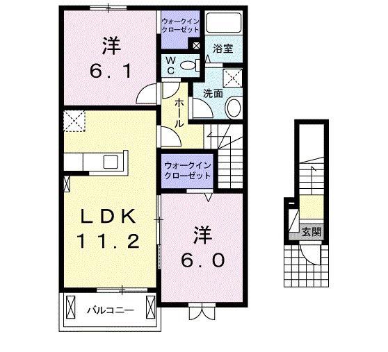メゾン・クレメント(2LDK/2階)の間取り写真