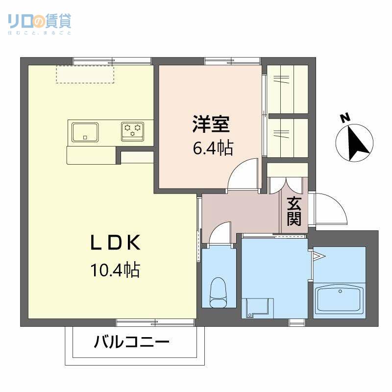 フレグランス宝塚(1LDK/2階)の間取り写真