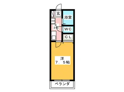 セピアM(1K/2階)の間取り写真