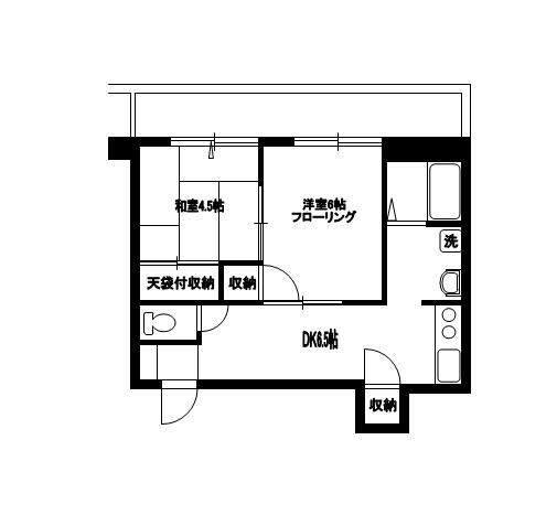 向原パークハイツ(2DK/1階)の間取り写真