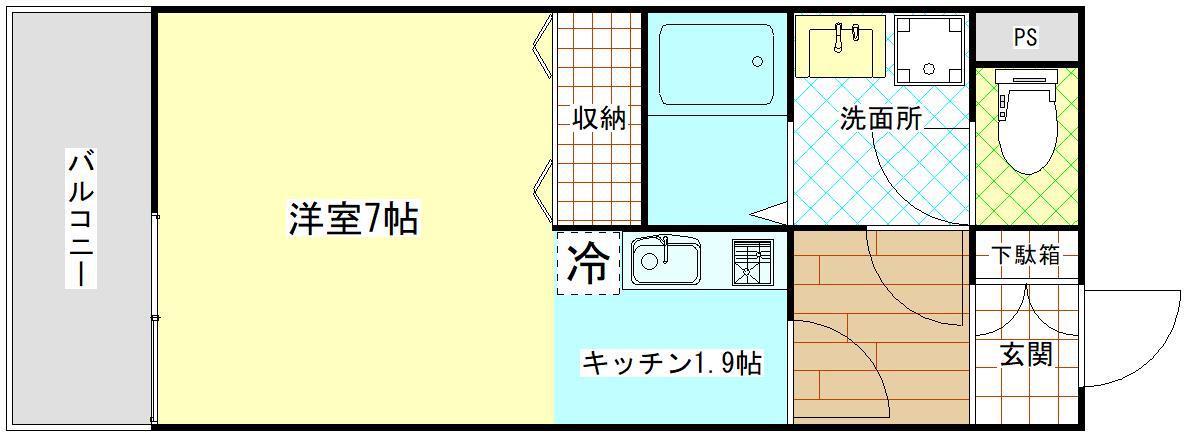 京急本線 京急田浦駅 徒歩8分 3階建 築18年(1K/2階)の間取り写真
