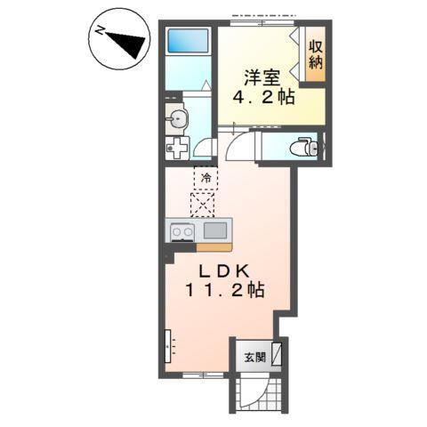 丹波篠山市中野アパート(1LDK/1階)の間取り写真