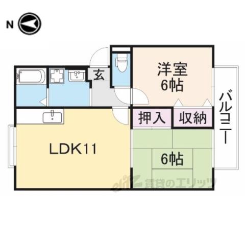 ウインドータニグチ(2LDK/1階)の間取り写真