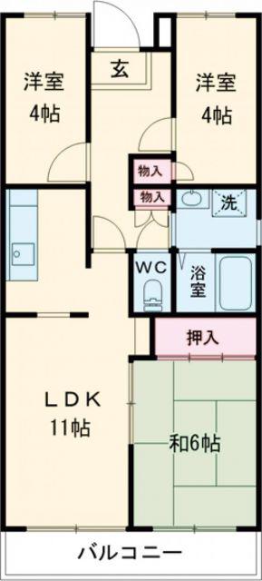 カサベルデ加古川(3LDK/1階)の間取り写真