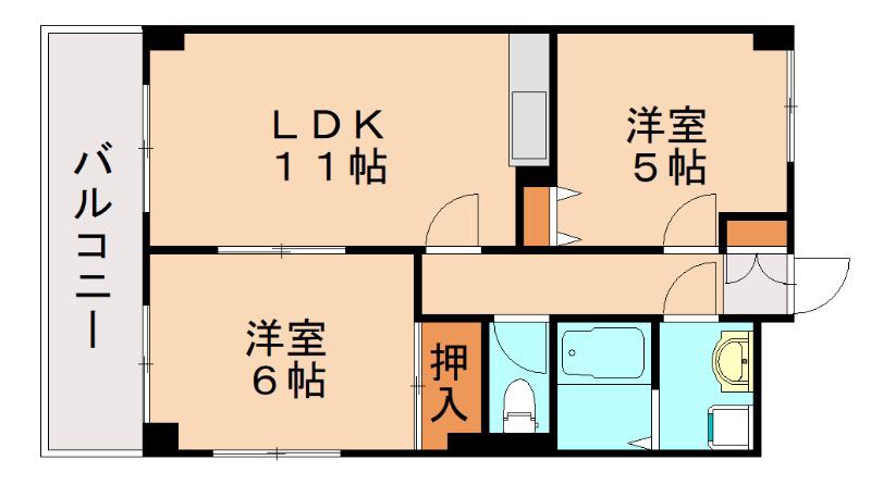 ロワイヤルT・NI(2LDK/2階)の間取り写真