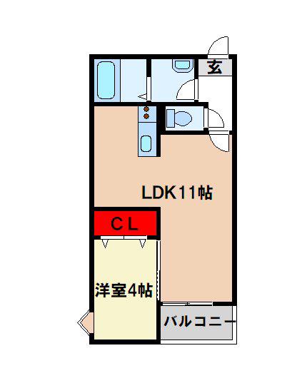 KT TERRACE稲吉(1LDK/2階)の間取り写真