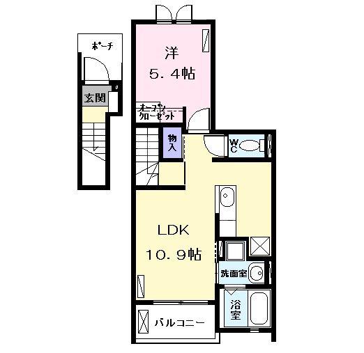 コーポ宮東(1LDK/2階)の間取り写真