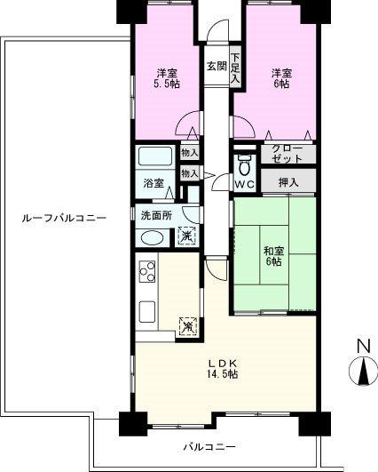 エスポワール与野 II(3LDK/7階)の間取り写真