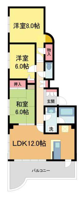 プラザ森北(3LDK/1階)の間取り写真
