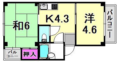 メゾンAY(2K/3階)の間取り写真