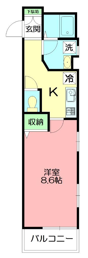 ウエスト VILLAGE(1K/3階)の間取り写真