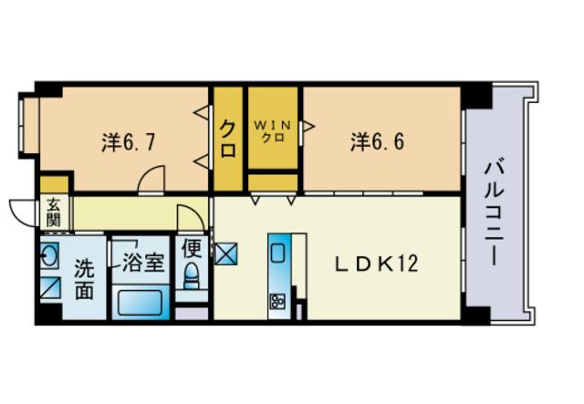 メゾンドール(2LDK/7階)の間取り写真