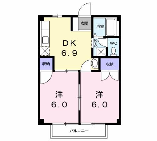 シティセブンI(2DK/1階)の間取り写真