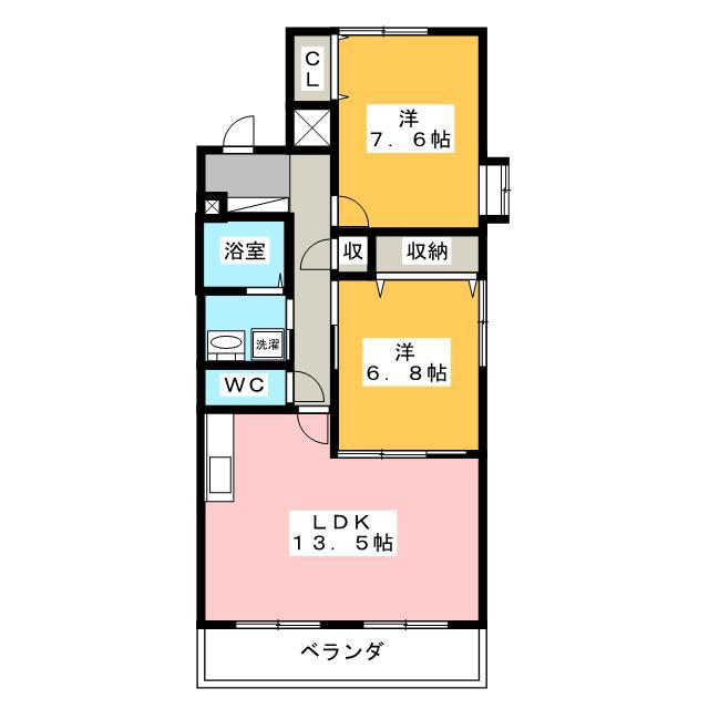 マ メゾン牛牧 B棟(2LDK/1階)の間取り写真