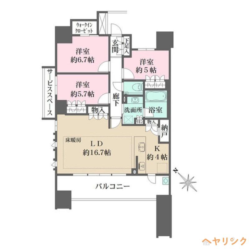 ザ・パークハウス名古屋(3LDK/12階)の間取り写真