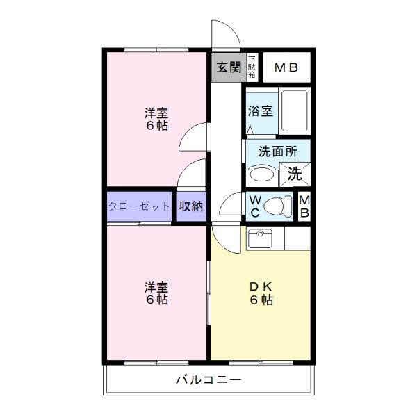 エンジェルハウス(2DK/2階)の間取り写真