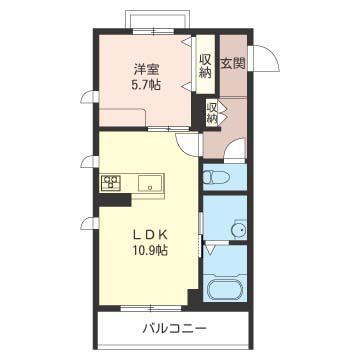 エリタージュ ヴェール(1LDK/3階)の間取り写真