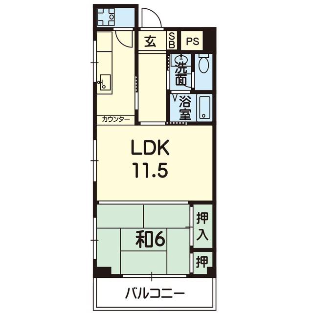 松尾ビル(1LDK/4階)の間取り写真