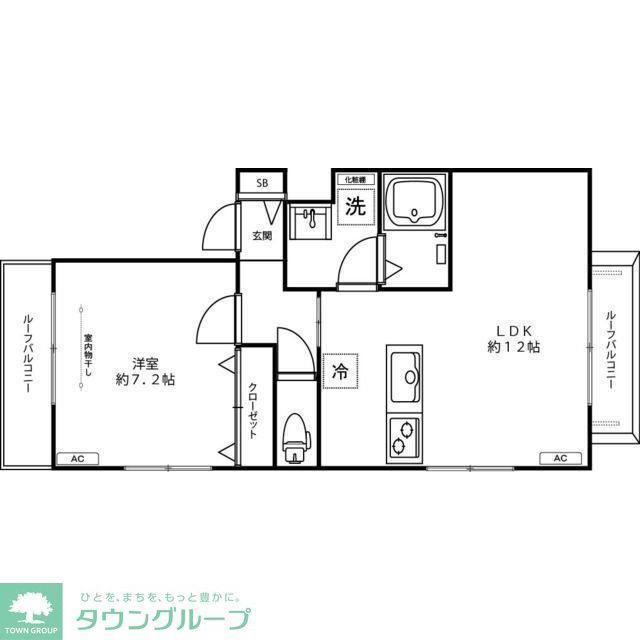 SUN HEIGHTS富士見台(1LDK/1階)の間取り写真