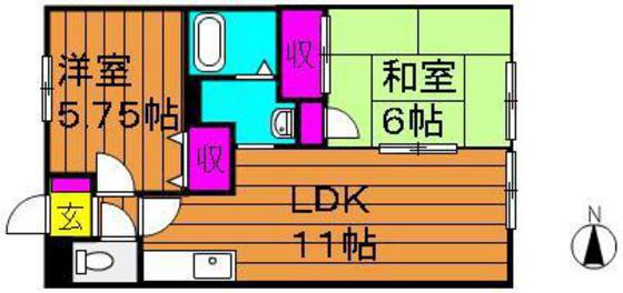 CALMHILLS2番館(2LDK/1階)の間取り写真