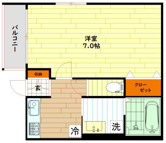 ハイムMH(1K/1階)の間取り写真