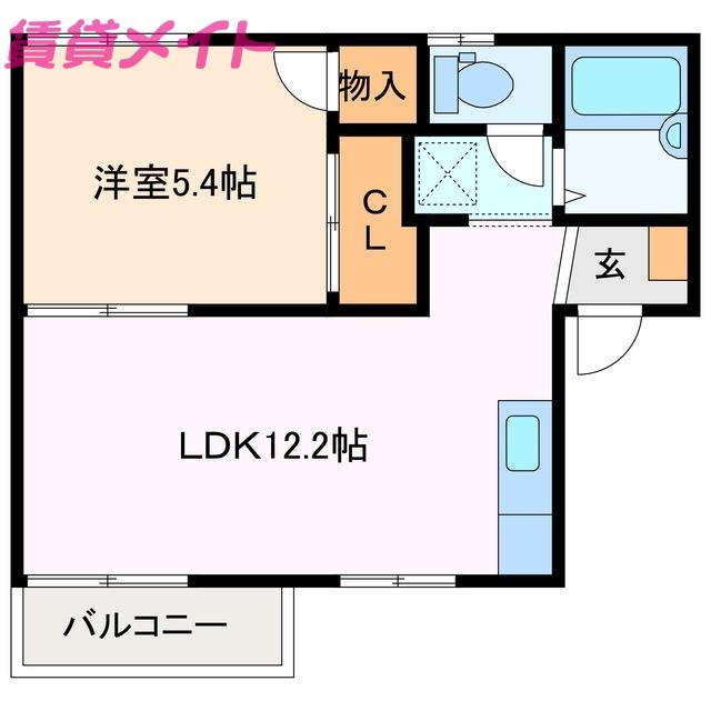 チェリーアイランド桜島B(1LDK/2階)の間取り写真