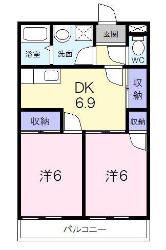 ひまわりハイツ(2DK/1階)の間取り写真