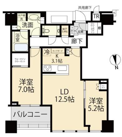 白金ザ・スカイ東棟(2LDK/24階)の間取り写真