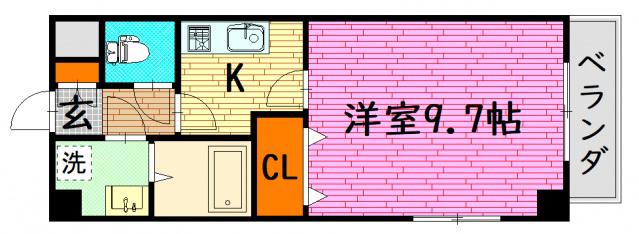 ロサード沖野上(1K/2階)の間取り写真
