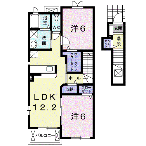 ミルト・アルバーダ・N A(2LDK/2階)の間取り写真