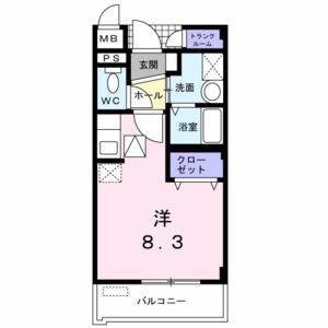 ジュネス大高(1K/3階)の間取り写真