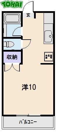 よいほハイツ(ワンルーム/2階)の間取り写真