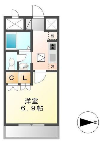 プリムヴェール(1K/1階)の間取り写真
