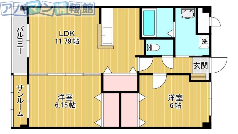 ヴィラ シャルム(2LDK/2階)の間取り写真