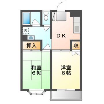 レジデンスアルファ(2DK/1階)の間取り写真