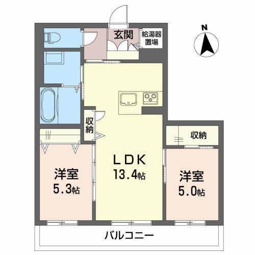 メゾンマスト川もと(2LDK/1階)の間取り写真