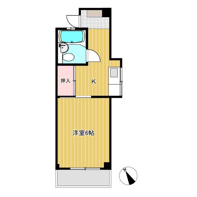 鷲頭コーポ(1K/3階)の間取り写真