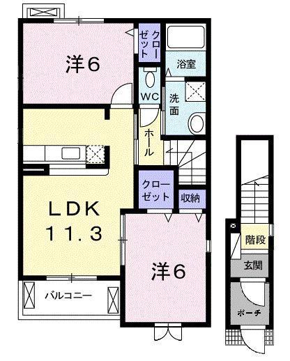 FRIENDLY(2LDK/2階)の間取り写真