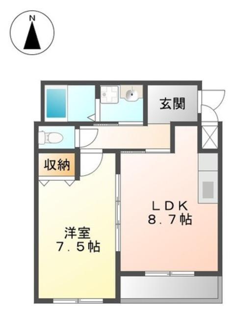 ブランリエゾン(1LDK/2階)の間取り写真