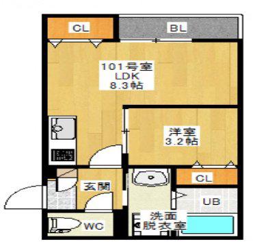 GRANDTIC VAIL II(1LDK/1階)の間取り写真