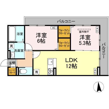 シャイニングDAYS(2LDK/3階)の間取り写真