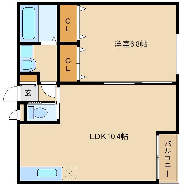 カーサセレノ(1LDK/2階)の間取り写真